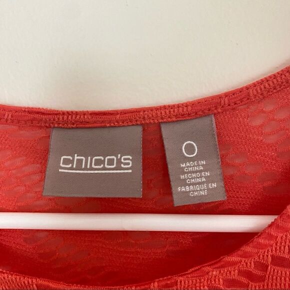 Chico’s size 0 = Small blouse 3/4 sleeve asymmetrical hem crew neck - Picture 3 of 6